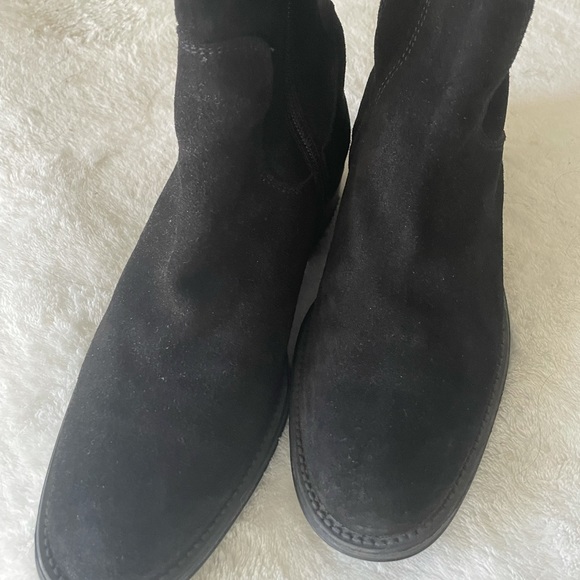Aquatalia Black Suede Side Zip Tall Riding Boots - Picture 9 of 13